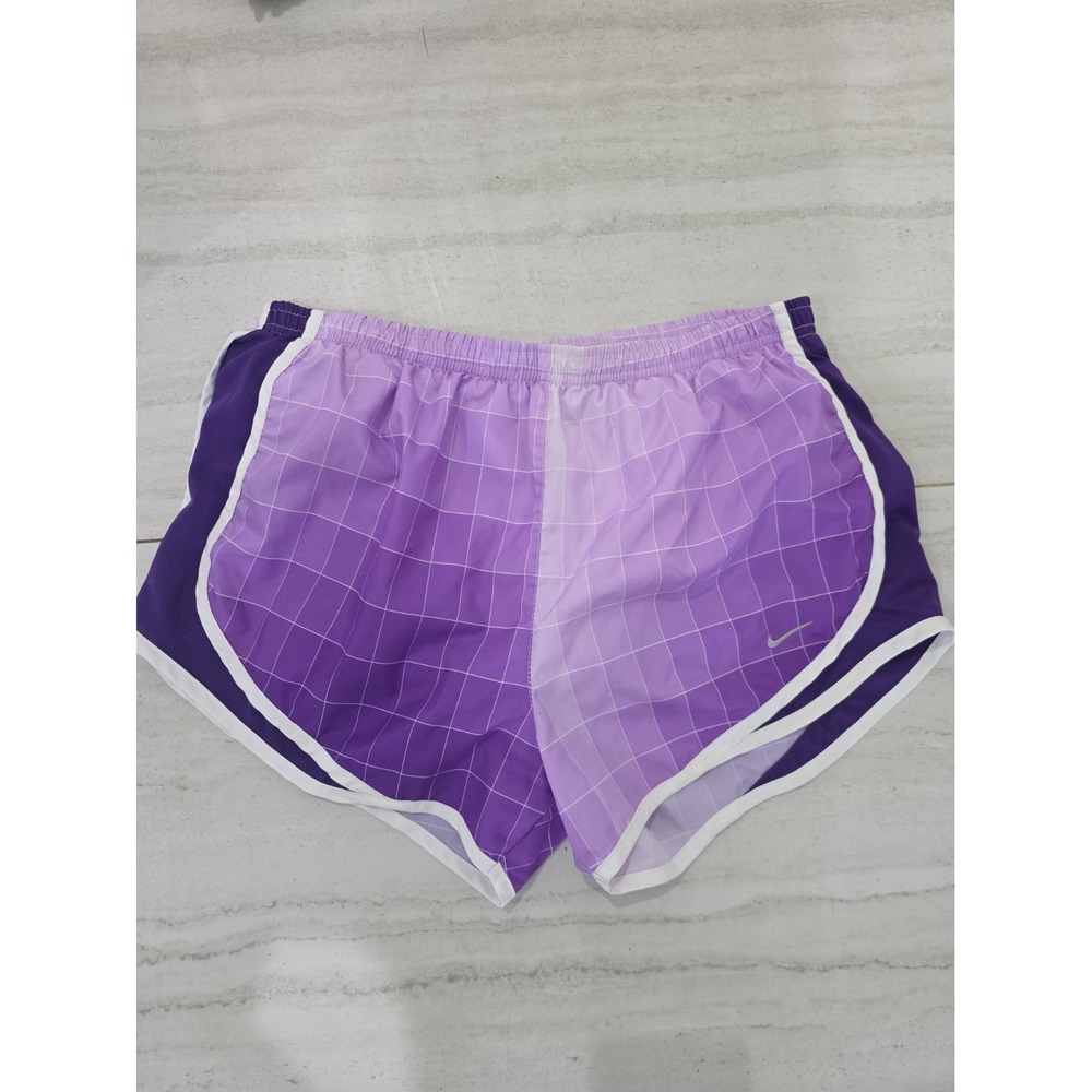 Nike Tempo Dri-FIT Running Shorts Womens Medium Purple Ombre Grid Gridiron